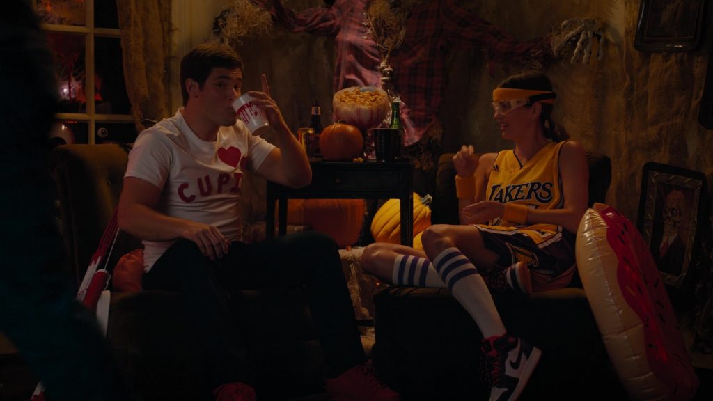 Adidas And Los Angeles Lakers T-Shirt, Shorts and Nike Shoes Worn by Shelley Hennig in When We First Met (2018) (Image 4)