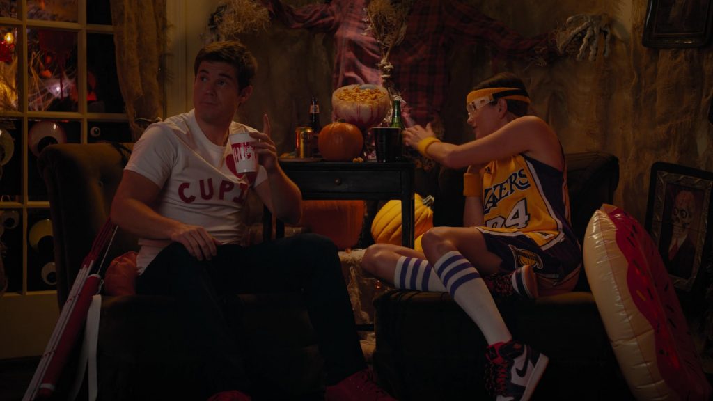 Adidas And Los Angeles Lakers T-Shirt, Shorts and Nike Shoes Worn by Shelley Hennig in When We First Met (2018) (Image 5)