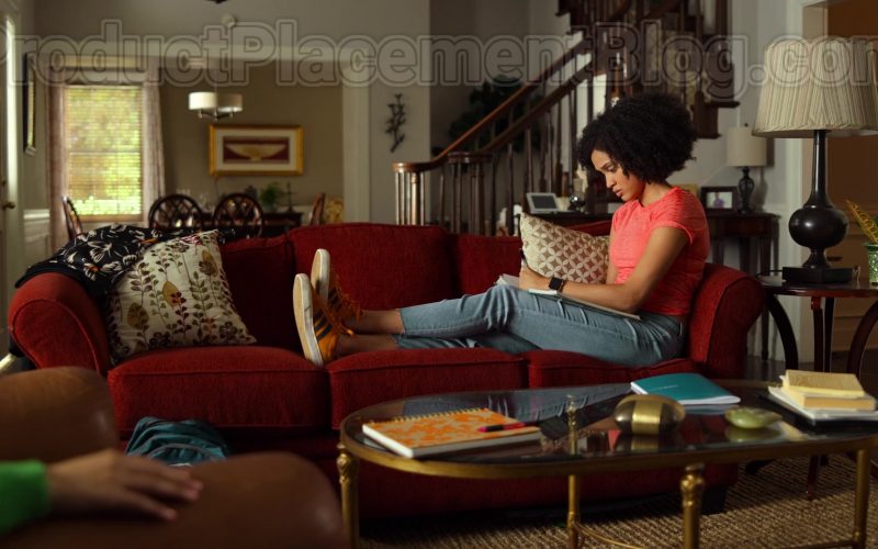 Adidas Gazelle Orange Suede Trainers of Lee Rodriguez as Fabiola in Never Have I Ever S01E05 “… started a nuclear war” (2020) (Image 1)