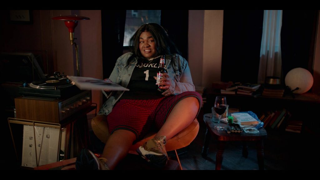 Adidas Gold Sneakers Worn by Da'Vine Joy Randolph as Cherise and Pabst Beer Bottle in High Fidelity Season 1 Episode 2 “Track 2” (2020) (Image 1)