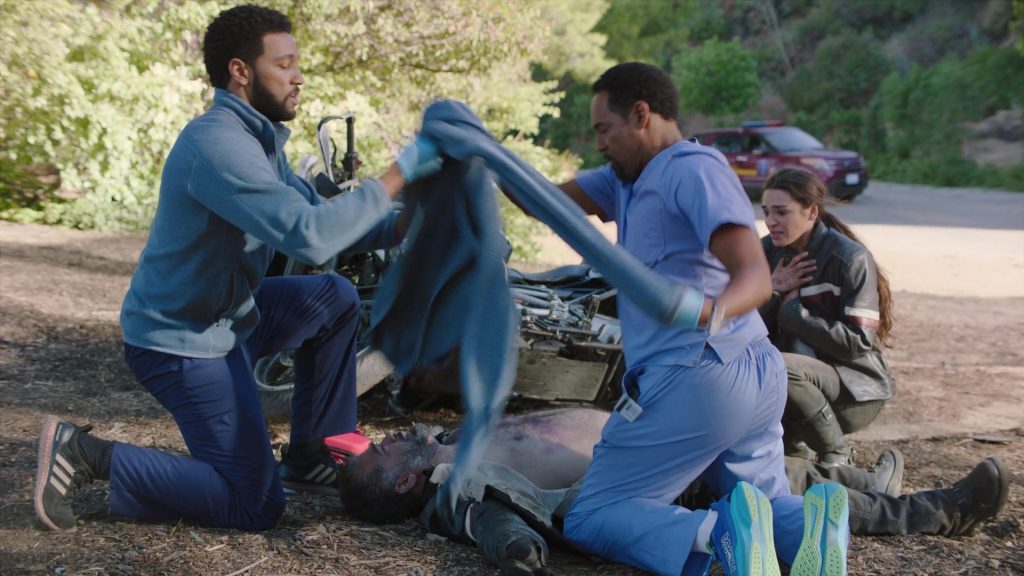 Adidas, Hoka Shoes in Greys Anatomy S21E10 “Jump (for My Love)” (2025) (Image 1)