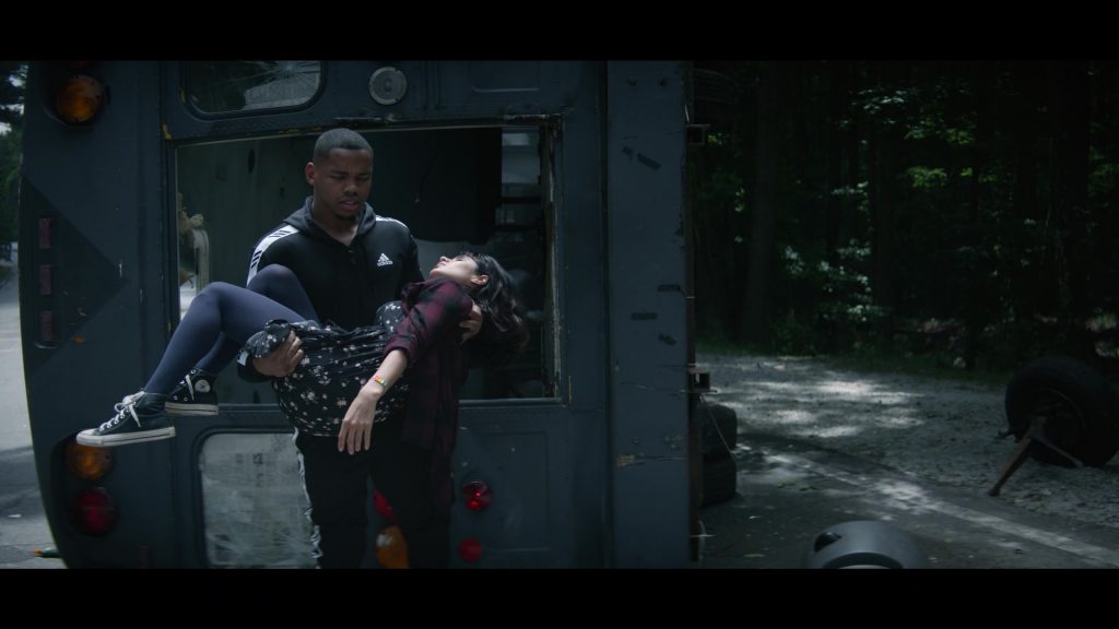Adidas Hoodie of Joivan Wade as Cyborg and Converse Shoes of Diane Guerrero as Crazy Jane in Doom Patrol S03E10 “Amends Patrol” (2021) (Image 1)