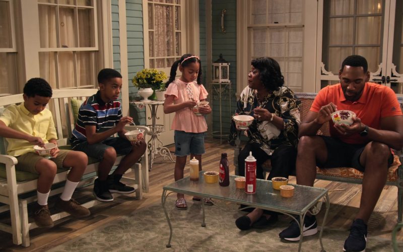 Adidas Orange Shirt and Nike Sneakers Worn by Anthony Alabi in Family Reunion – Season 1 Episode 5, “Remember Grace Under Fire” (2019) (Image 1)