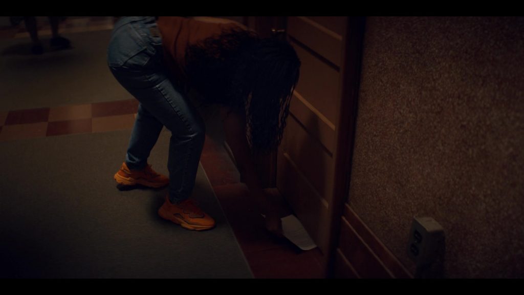 Adidas Ozweego Women's Coral (Orange) Sneakers of Kylie Jefferson as Neveah Stroyer in Tiny Pretty Things S01E04 “Dance Dance Revolution” (2020) (Image 1)