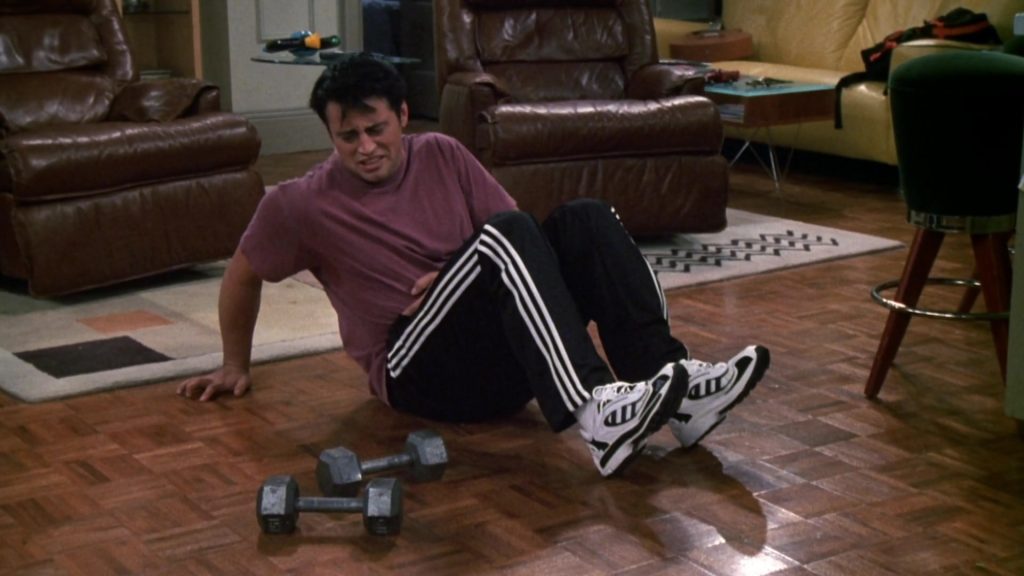 Adidas Sneakers and Trackpants Worn by Matt LeBlanc (Joey Tribbiani) in Friends Season 6 Episode 4 “The One Where Joey Loses His Insurance” (1999) (Image 5)