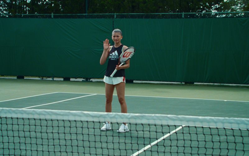 Adidas T-Shirt, Shoes and Wilson Tennis Racket in Challengers (2024) (Image 1)