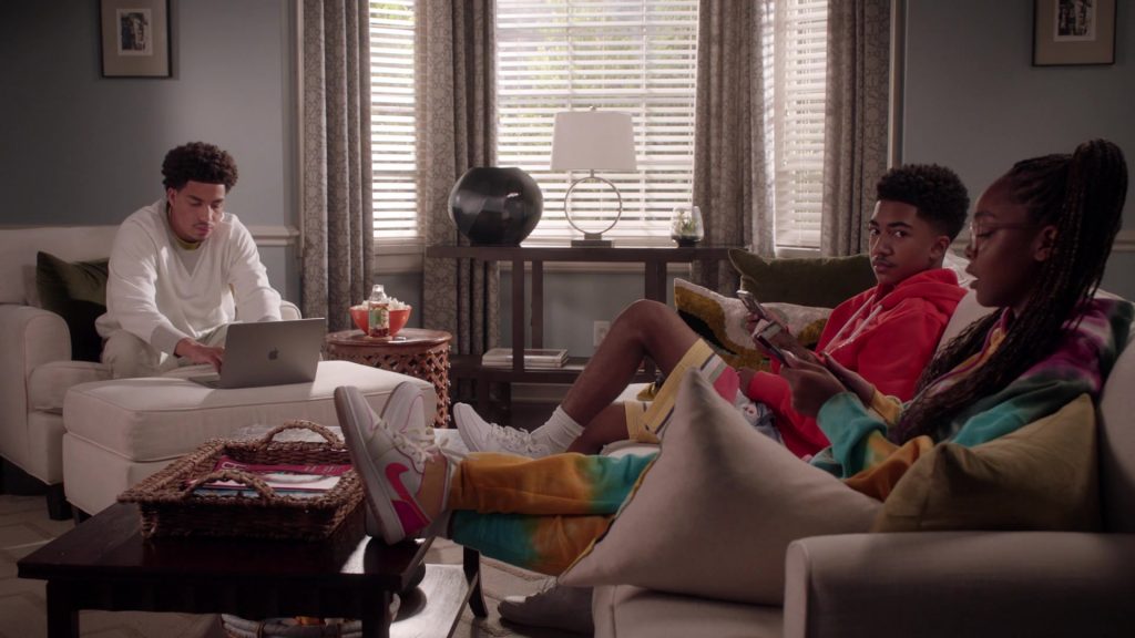 Apple MacBook Laptop of Marcus Scribner as Andre Johnson, Jr. and Nike Sneakers of Marsai Martin as Diane Johnson in Black-ish S08E05 “Ashy to Classy” (2022) (Image 1)