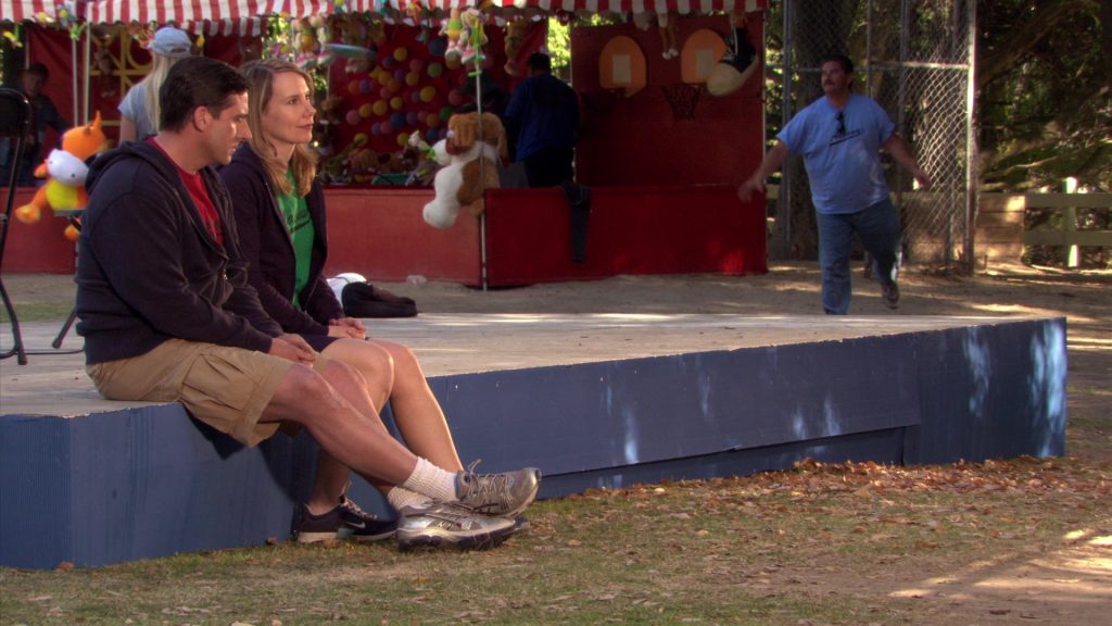 Asics Sneakers Worn by Steve Carell (Michael Scott) and Nike Sneakers Worn by Amy Ryan (Holly Flax) in The Office – Season 5, Episode 28, “Company Picnic” (2009) (Image 1)