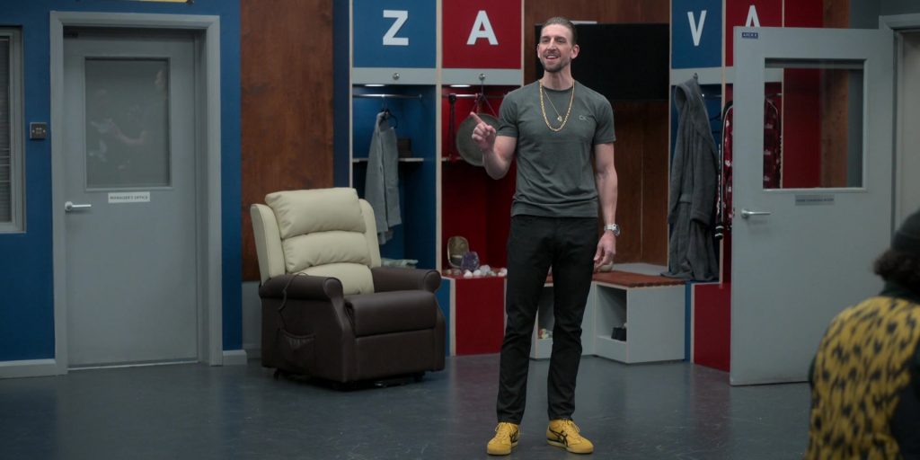 Calvin Klein T-Shirt and Asics Sneakers Worn by by Maximilian Osinski as Zava in Ted Lasso S03E04 “Big Week” (2023) (Image 2)