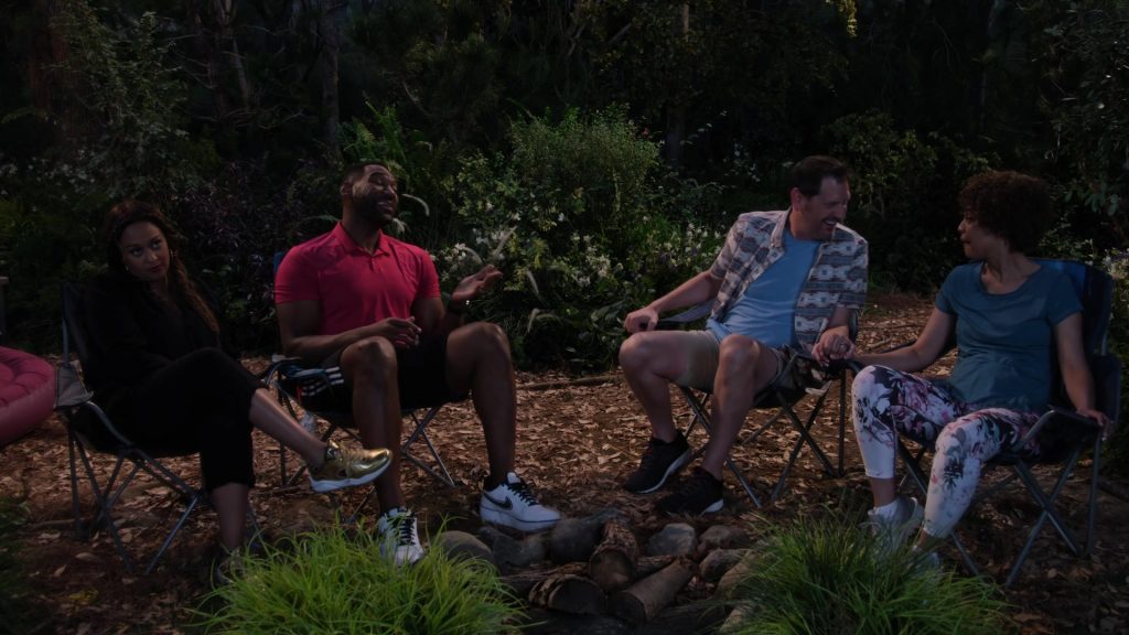 Champion Gold Sneakers Worn by Tia Mowry and Nike Shoes Worn by Anthony Alabi in Family Reunion – Season 1 Episode 6, “Remember That Crazy Road Trip” (2019) (Image 4)