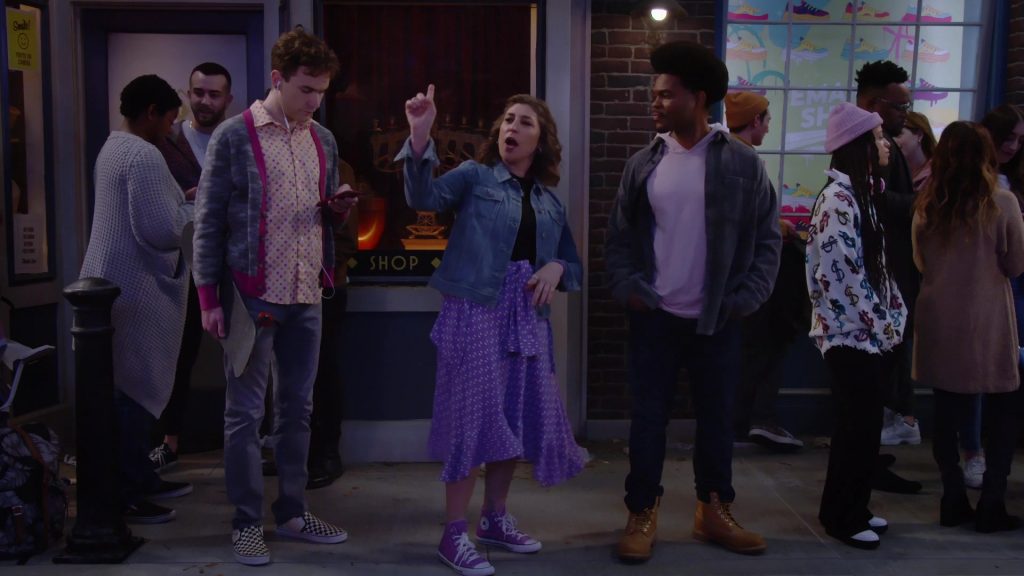 Converse All Star Chuck Taylor Hi Purple Shoes Worn by Mayim Bialik in Call Me Kat S02E08 “Call Me Señor Don Gato” (2022) (Image 1)