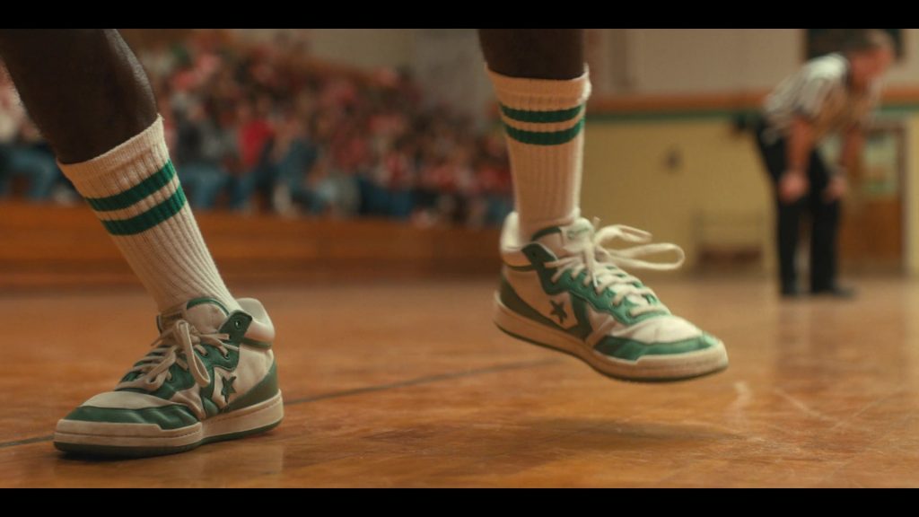 Converse Basketball Sneakers of Caleb McLaughlin as Lucas Sinclair in Stranger Things S04E01 “Chapter One - The Hellfire Club” (2022) (Image 1)