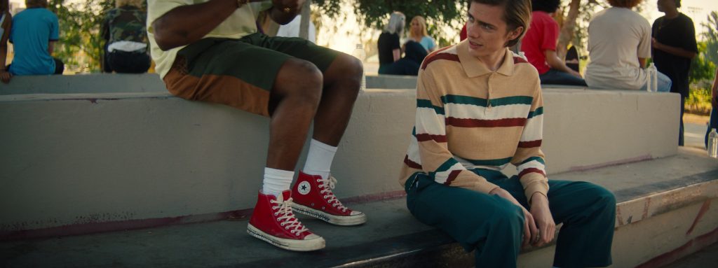 Converse Chuck Taylor All Star Red High Sneakers of Aramis Hudson as Adolf in North Hollywood (2021) (Image 1)