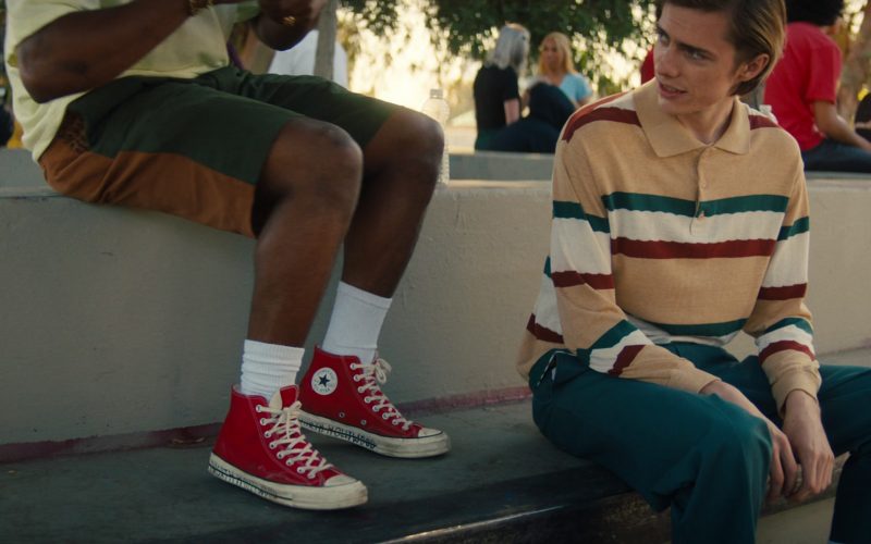 Converse Chuck Taylor All Star Red High Sneakers of Aramis Hudson as Adolf in North Hollywood (2021) (Image 1)