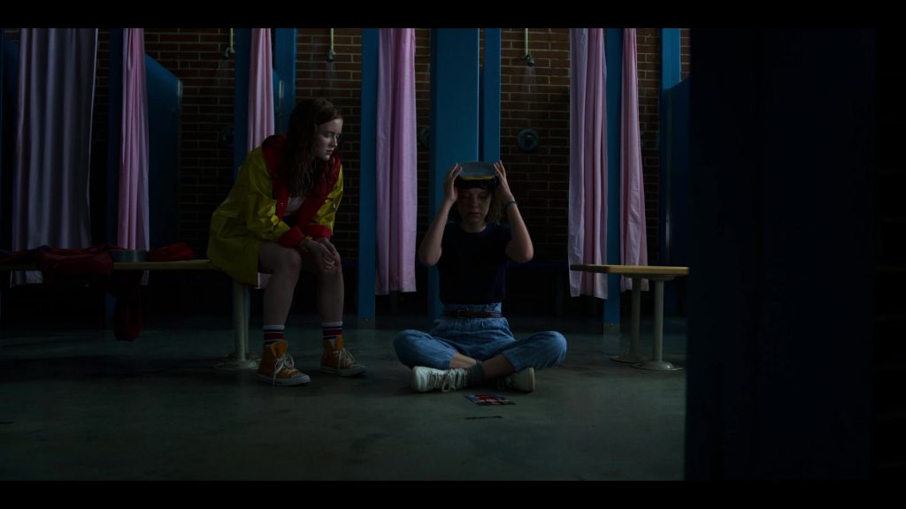 Converse Orange High Top Sneakers Worn by Sadie Sink as Maxine ‘Max' Mayfield in Stranger Things – Season 3, Episode 3, “The Case of the Missing Lifeguard” (2019) (Image 1)