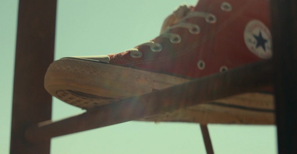 Converse Sneakers of Virginia Gardner as Shiloh Hunter in Fall (2022) (Image 1)
