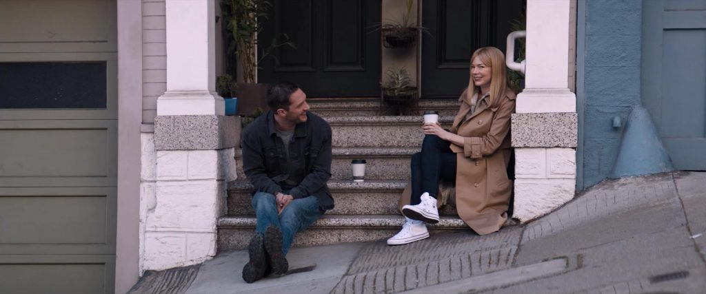 Converse White High Top Shoes Worn by Michelle Williams in Venom (2018) (Image 1)