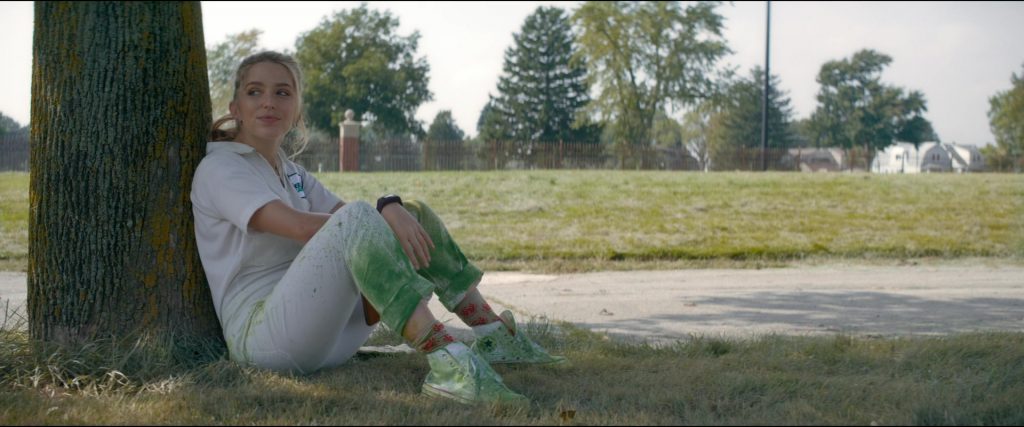Converse White Shoes of Jessica Rothe as Samantha in Utopia S01E01 “Life Begins” (2020) (Image 1)