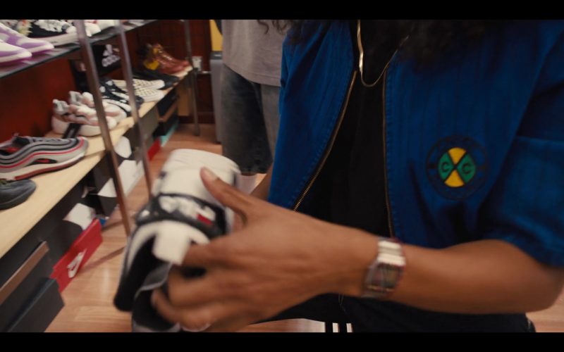Cross Colours Women's Shirt and Nike Sneakers in Colin in Black & White S01E01 “Cornrows” (2021) (Image 1)
