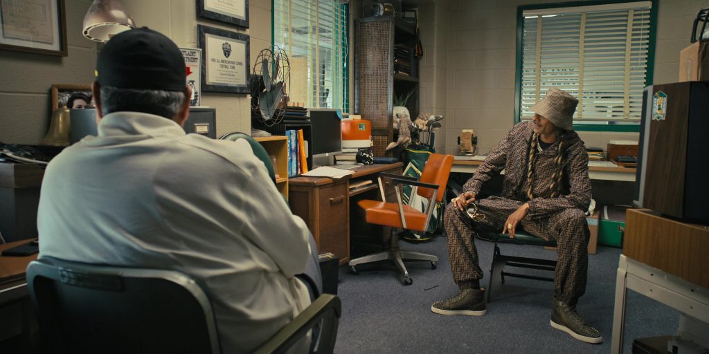 Fendi Jacket, Pants, Bucket Hat and Louboutin Sneakers Worn by Snoop Dogg as Jaycen Jennings in The Underdoggs (2024) (Image 11)
