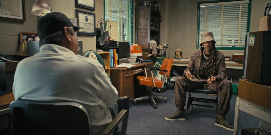 Fendi Jacket, Pants, Bucket Hat and Louboutin Sneakers Worn by Snoop Dogg as Jaycen Jennings in The Underdoggs (2024) (Image 2)