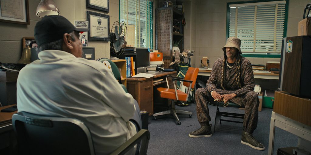 Fendi Jacket, Pants, Bucket Hat and Louboutin Sneakers Worn by Snoop Dogg as Jaycen Jennings in The Underdoggs (2024) (Image 6)