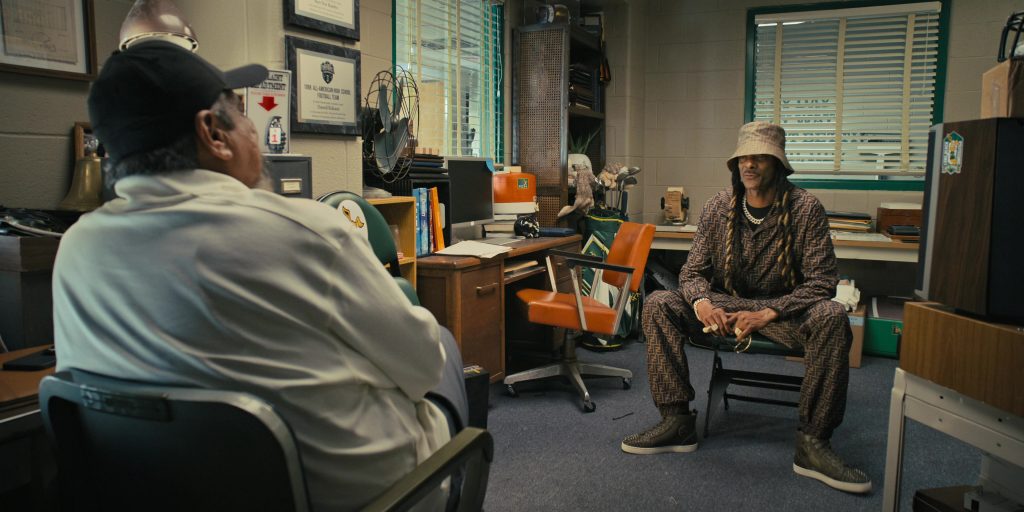 Fendi Jacket, Pants, Bucket Hat and Louboutin Sneakers Worn by Snoop Dogg as Jaycen Jennings in The Underdoggs (2024) (Image 7)