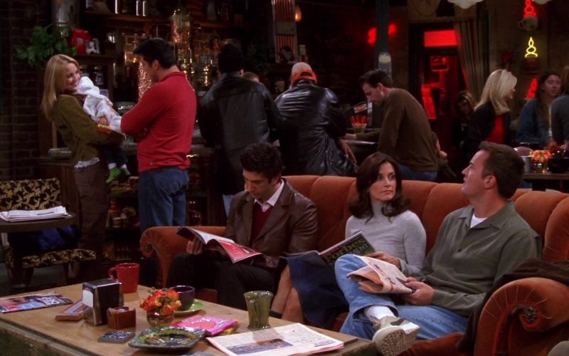 Forbes Magazine Held by Courteney Cox (Monica Geller) and Puma Shoes Worn by Matthew Perry (Chandler Bing) in Friends Season 9 Episode 12 “The One With Phoebe’s Rats” (2003) (Image 1)
