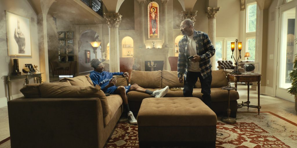 Givenchy Blue Hoodie and Dior Sneakers Worn by Snoop Dogg as Jaycen Jennings in The Underdoggs (2024) (Image 1)