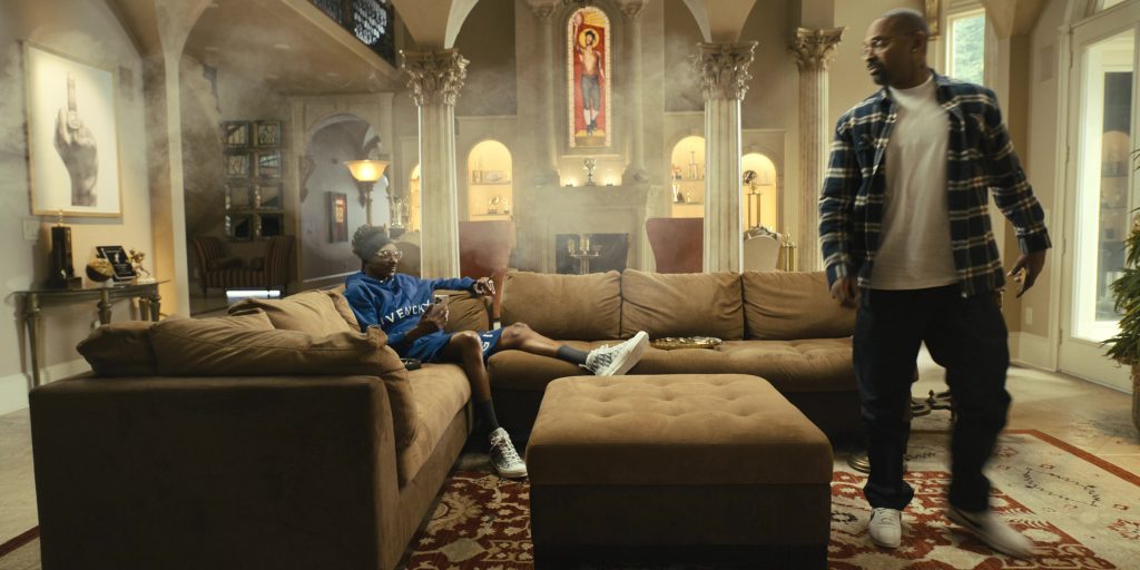 Givenchy Blue Hoodie and Dior Sneakers Worn by Snoop Dogg as Jaycen Jennings in The Underdoggs (2024) (Image 3)