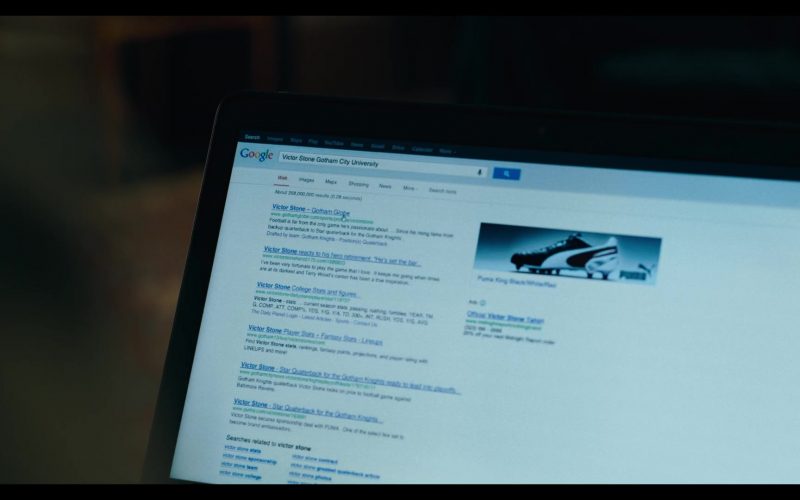 Google WEB Search Engine Site and Puma Sneaker Banner Ad in The Flash (2023) (Image 1)
