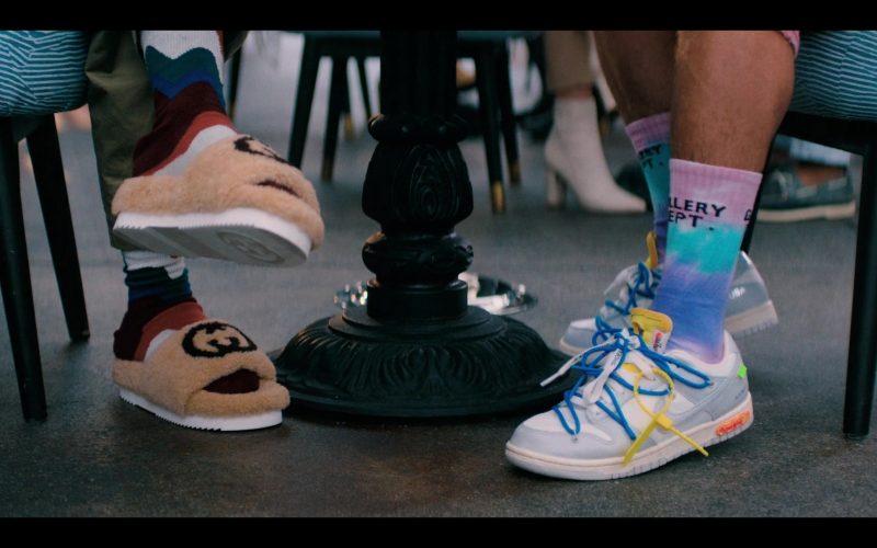 Gucci Furry Slides and Nike x Off-White Sneakers in You People (2023) (Image 1)