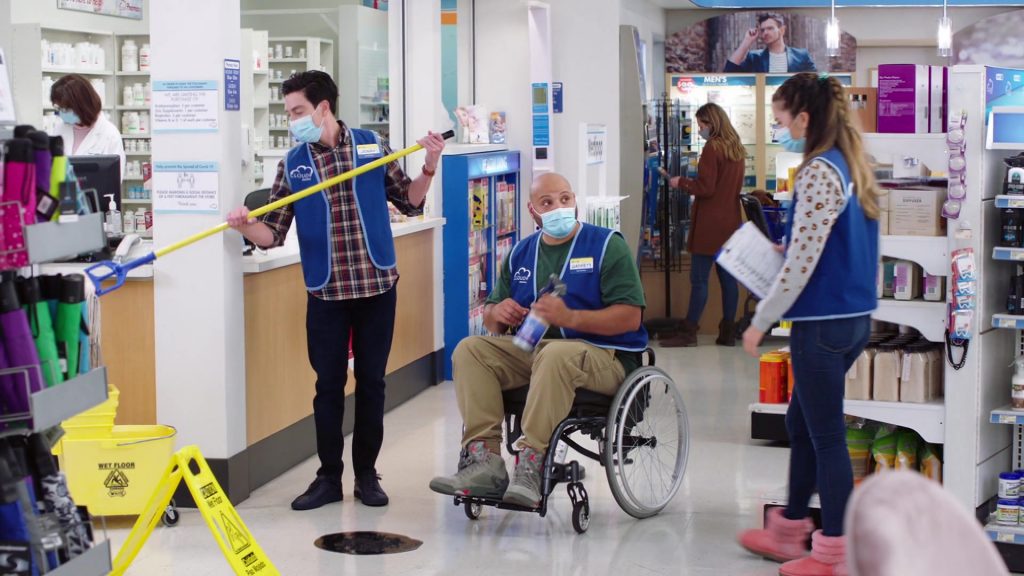 Jordan 5 (Nike) Retro Camo Sneakers of Colton Dunn as Garrett in Superstore S06E04 “Prize Wheel” (2020) (Image 1)