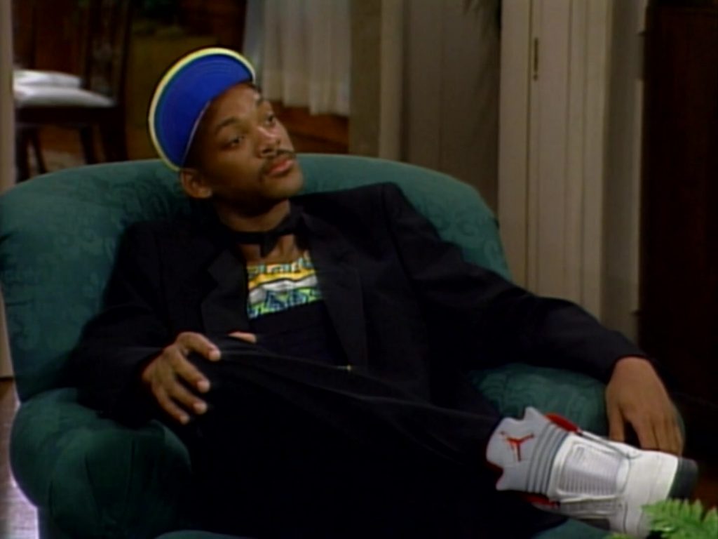 Jordan 5 White High Top Shoes Worn by Will Smith in The Fresh Prince of Bel-Air S01E01 “The Fresh Prince Project” (1990) (Image 1)