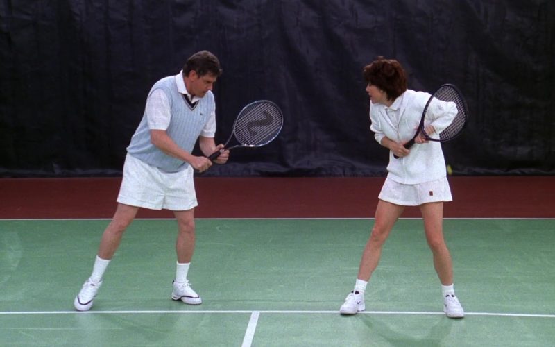 Lacoste Vest, Nike Tennis Skirt and Nike Sneakers and Silver Sports Racket in Friends Season 5 Episode 12 “The One with Chandler’s Work Laugh” (1999) (Image 1)