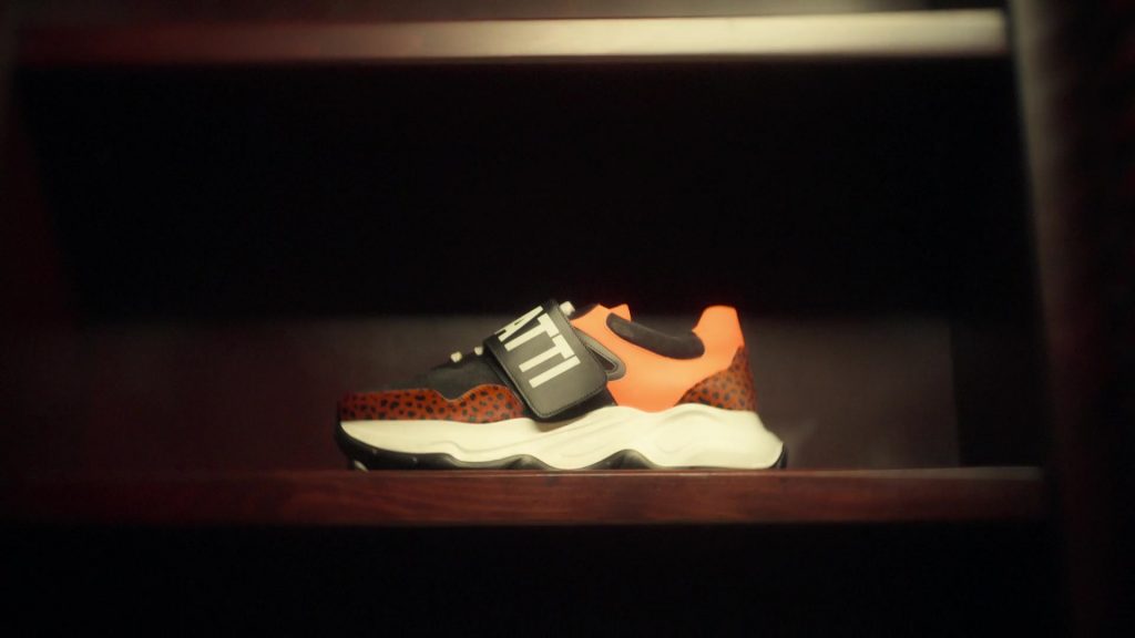 Moneyatti MI P21 luxury sneakers in Calabasas Confidential S01E02 “All Beef, No Toppings” (2026) (Image 1)