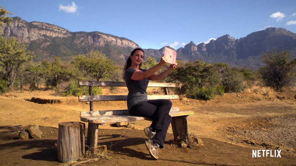 NB Shoes and Apple iPad Tablet Used by Kristin Davis in Holiday In The Wild (2019) (Image 1)