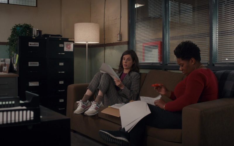 New Balance 574 Sneakers of Cast Member Meredith MacNeill as Sam Wazowski in Pretty Hard Cases S01E08 “Flowers” (2021) (Image 1)
