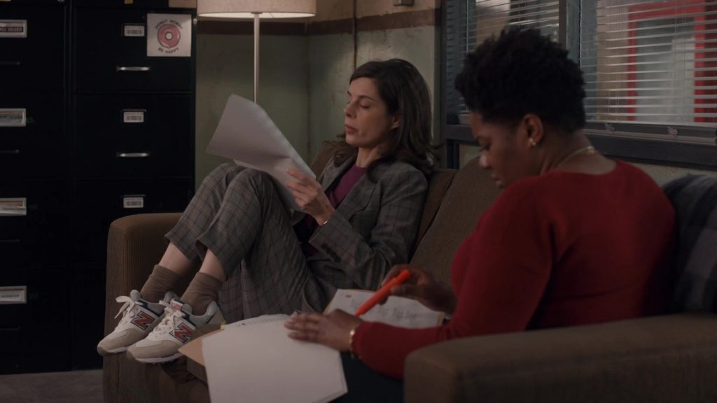 New Balance 574 Sneakers of Cast Member Meredith MacNeill as Sam Wazowski in Pretty Hard Cases S01E08 “Flowers” (2021) (Image 2)