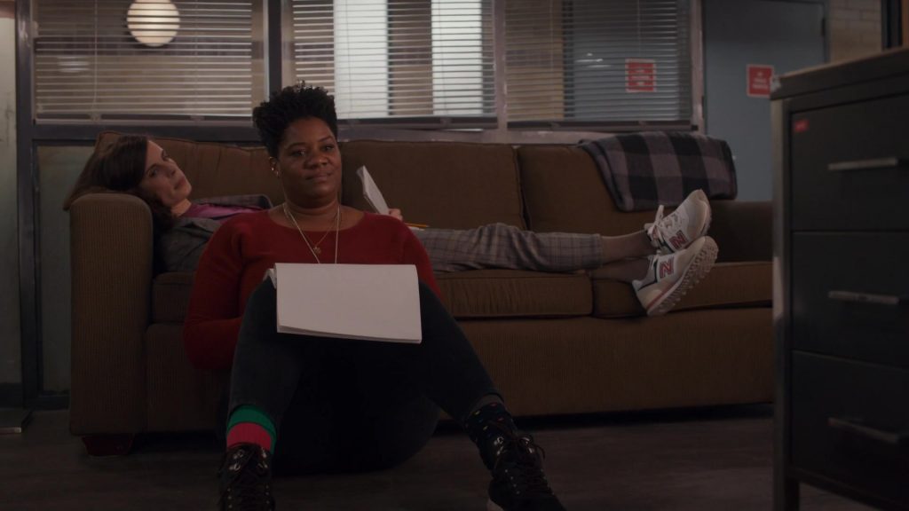New Balance 574 Sneakers of Cast Member Meredith MacNeill as Sam Wazowski in Pretty Hard Cases S01E08 “Flowers” (2021) (Image 3)