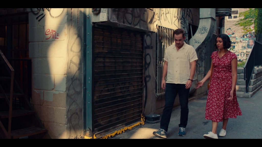 New Balance Blue Sneakers Worn by Dacre Montgomery as Nick in The Broken Hearts Gallery (2020) (Image 1)