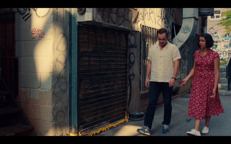 New Balance Blue Sneakers Worn by Dacre Montgomery as Nick in The Broken Hearts Gallery (2020) (Image 1)