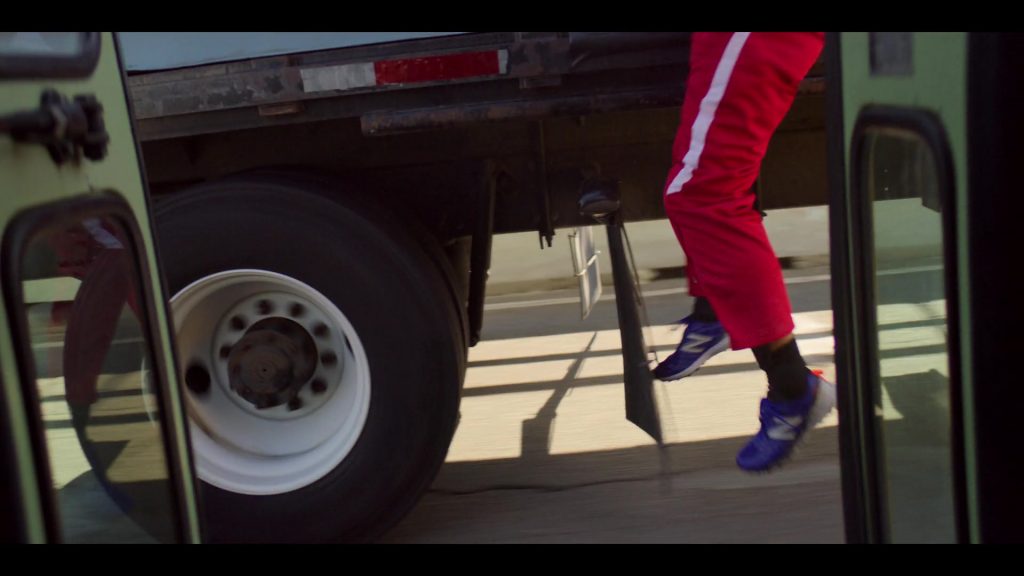 New Balance Blue Sneakers of Ricardo Hurtado as Tyler in Malibu Rescue - The Next Wave (2020) (Image 1)
