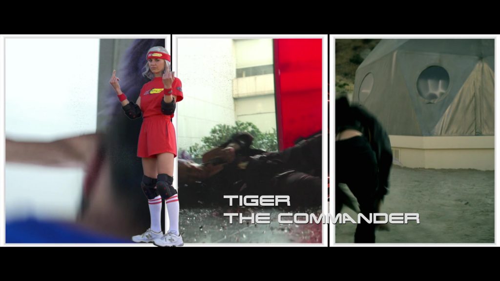 New Balance White Sneakers Worn by Eliza Coupe as Tiger in Future Man S03E01 “The Precipice of Yesterday” (2020) (Image 1)