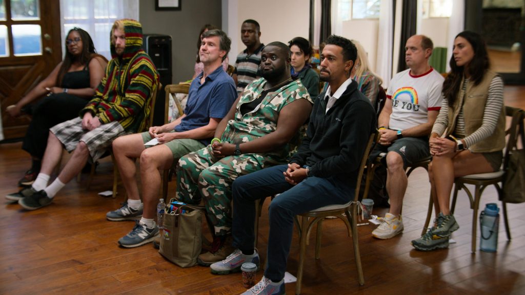 New Balance and Nike Shoes in Jury Duty Presents Company Retreat S01E04 “Accountability” (2026) (Image 1)