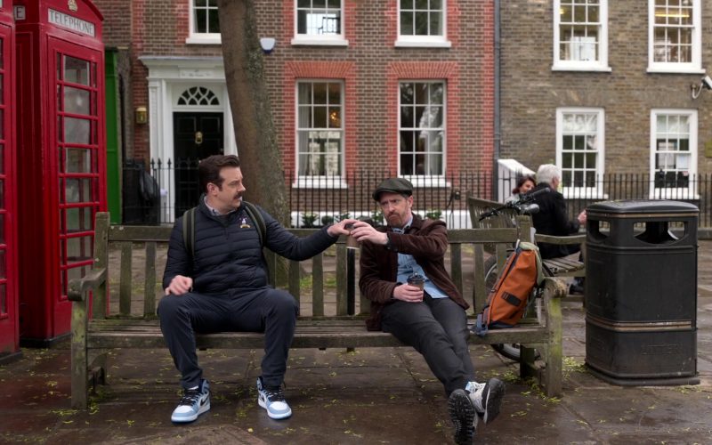 Nike AJ 1 High University Blue Sneakers of Jason Sudeikis in Ted Lasso S02E12 “Inverting the Pyramid of Success” (2021) (Image 1)