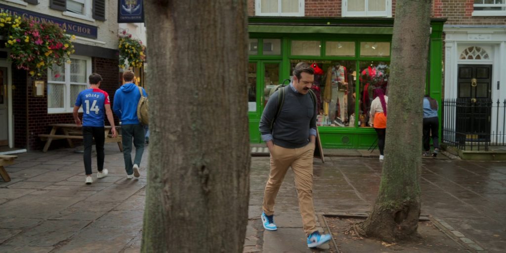 Nike AJ 1 Sneakers Worn by Jason Sudeikis in Ted Lasso S03E11 “Mom City” (2023) (Image 1)