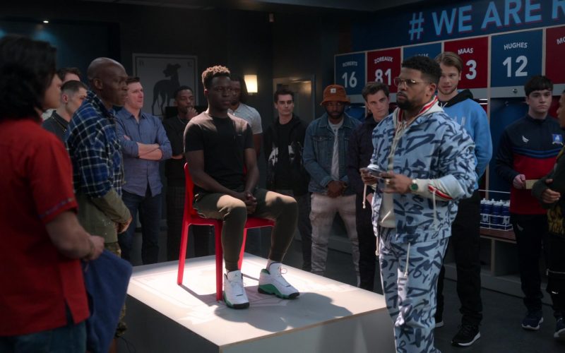 Nike AJ 13 ‘Lucky Green' Sneakers of Toheeb Jimoh as Sam Obisanya in Ted Lasso S02E08 “Man City” (2021) (Image 1)