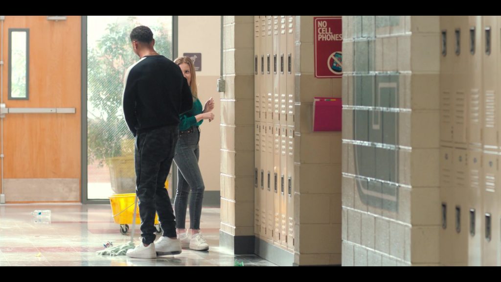 Nike Air Force 1 All-White Sneakers Worn by Mason Gooding as Andrew in Love, Victor S01E08 “Boy's Trip” (2020) (Image 1)