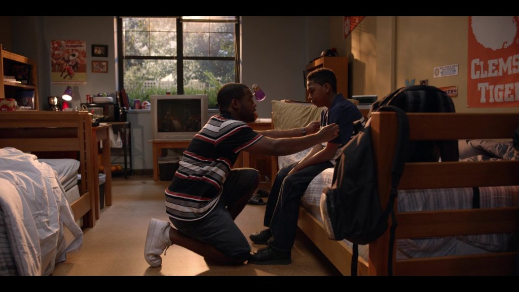 Nike Air Force 1 All-White Sneakers of Jay Reeves as Ray McElrathbey in Safety (2020) (Image 2)